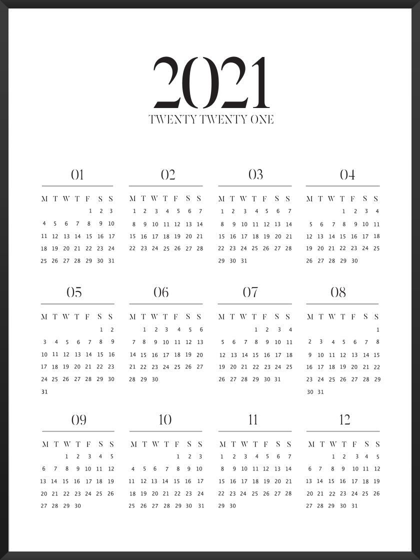 2021 Yearly Calendar - 2021 캘린더