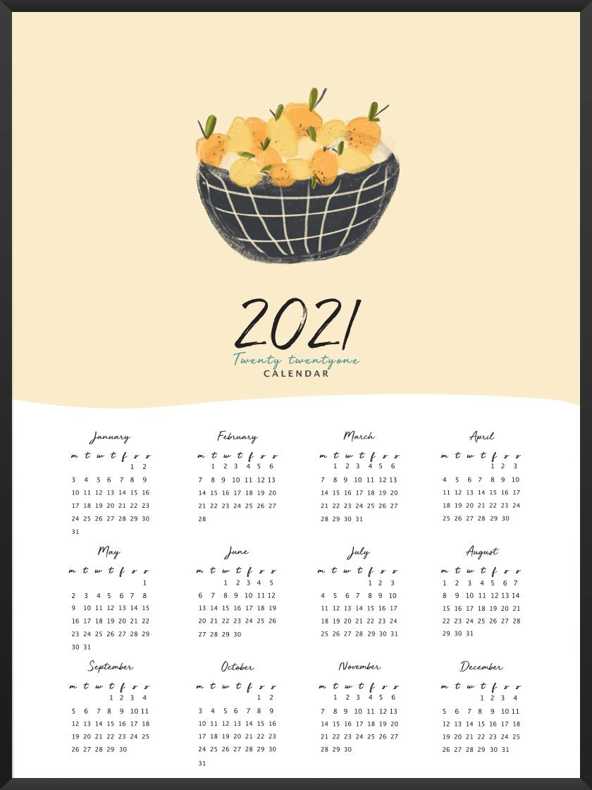 2021 Yearly Calendar Lemon - 2021 레몬 캘린더