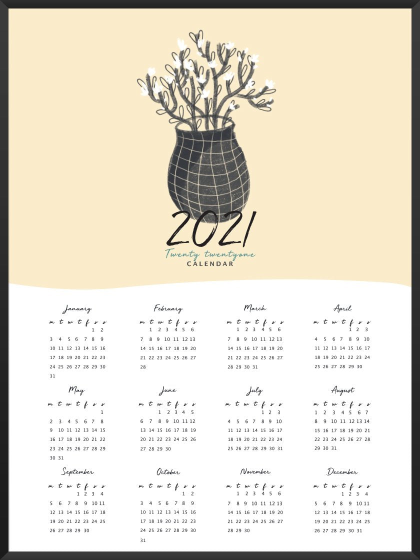 2021 Yearly Calendar Vase - 2021 꽃병 캘린더