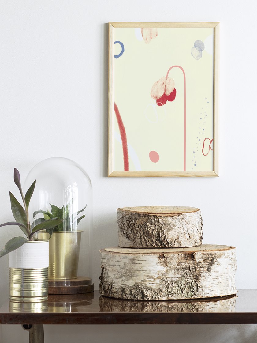 wild-flowers-abstract-flower-poster-in interior-living-room