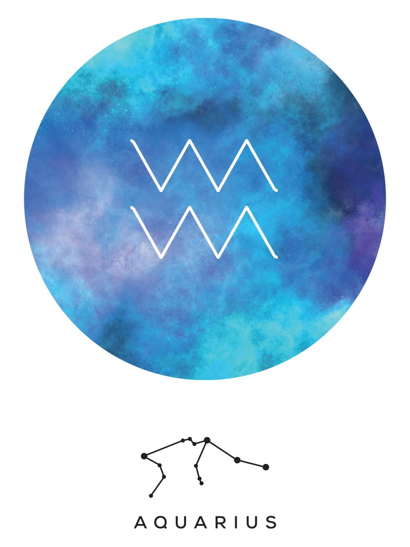 Aquarius - 물병자리 별자리 포스터