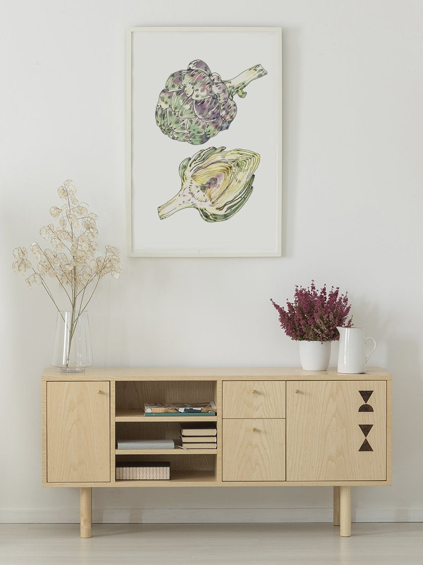vintage-hand-painted-artichoke-poster-in-interior-hallway