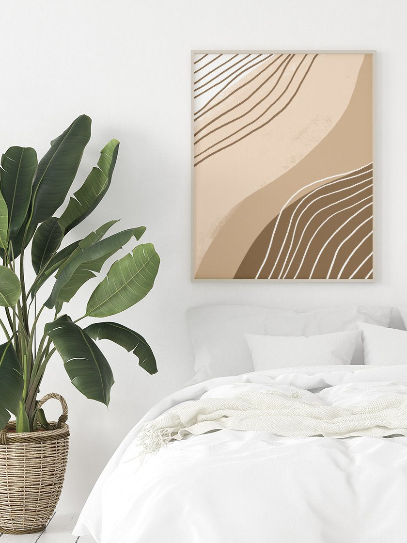 project-nord-beige-lines-poster-in-interior-bedroom