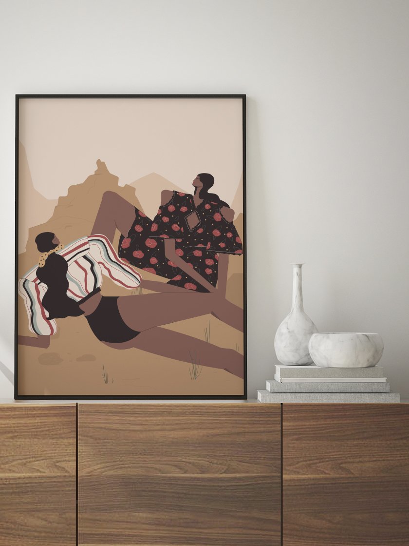 girls,-picnic-in-the-desert-poster-in-interior