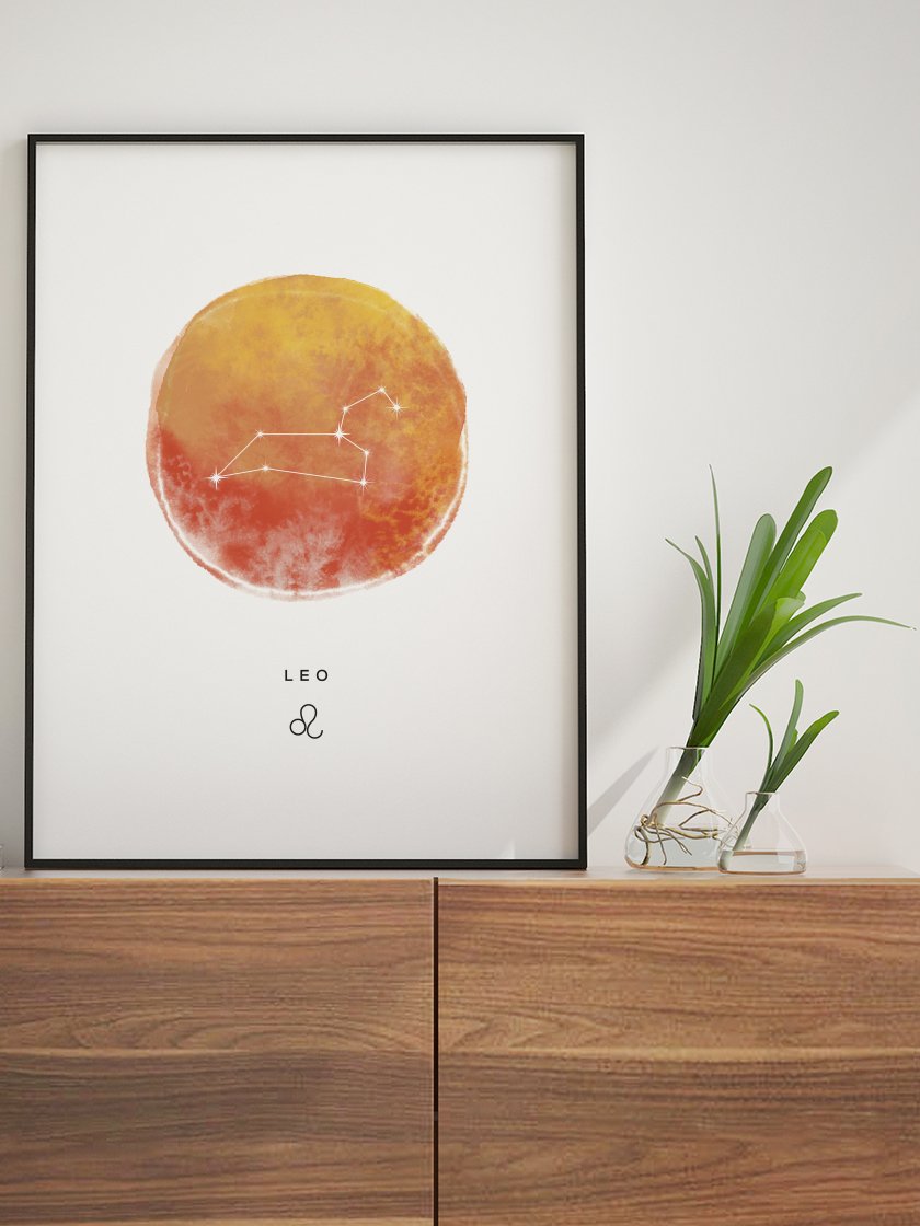 Leo Watercolour - 사자자리 수채화 별자리 포스터