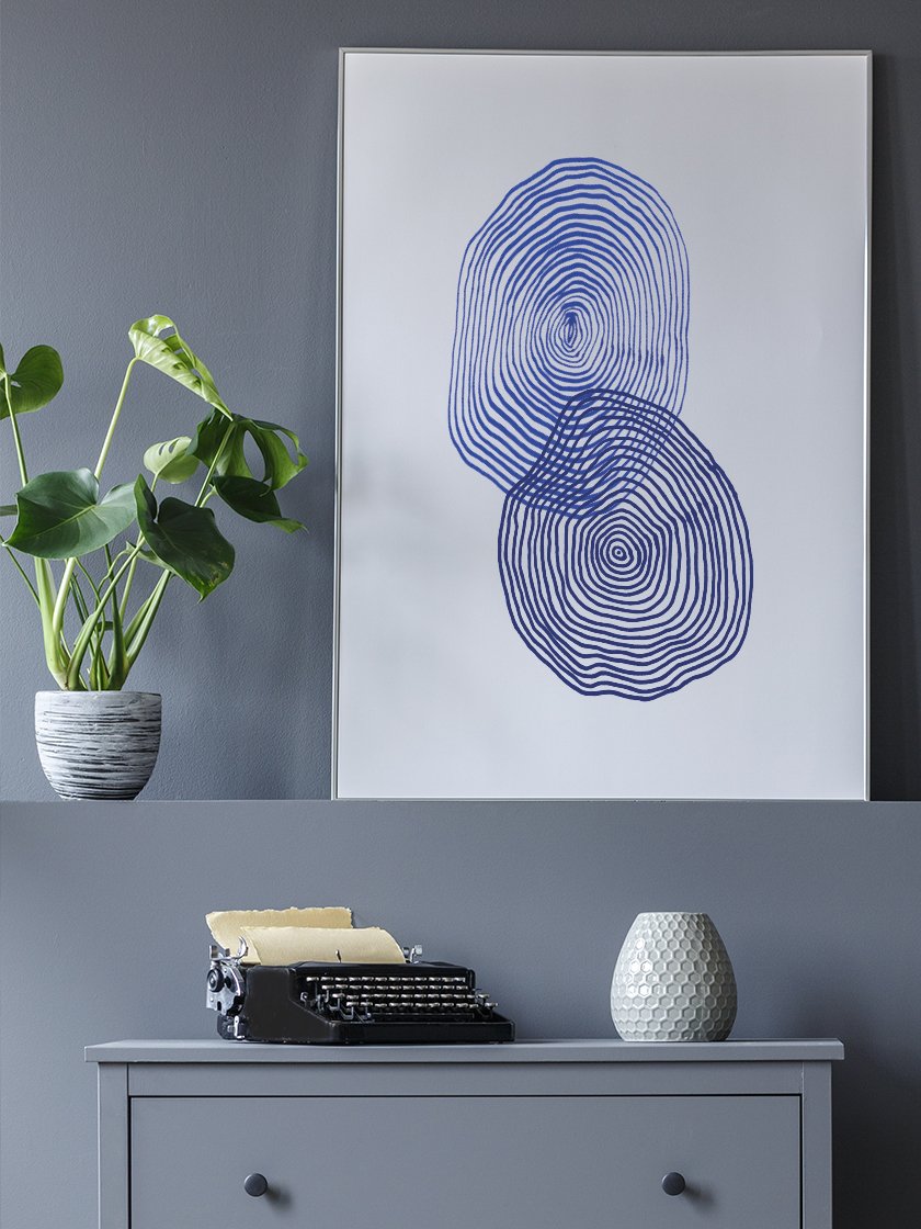 project-nord-les-cercles-blue-abstract-poster-in-interior-hallway