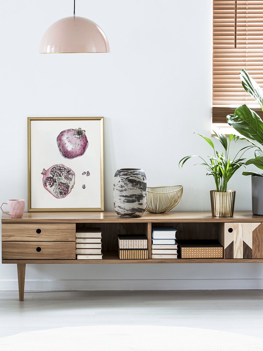 project-nord-vintage-botanical-pomegranate-poster-in-interior-living-room