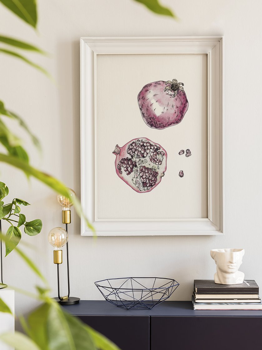 project-nord-vintage-botanical-pomegranate-poster-in-interior-hallway