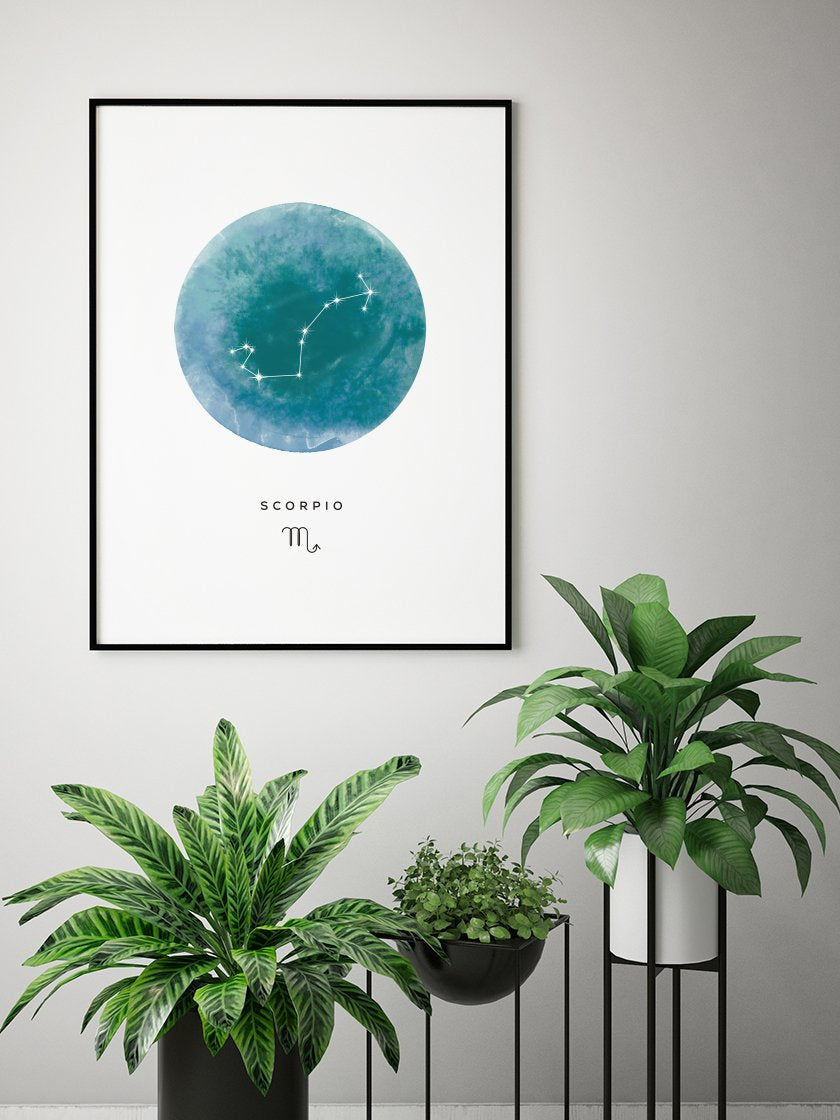 Scorpio Watercolour - 전갈자리 수채화 별자리 포스터